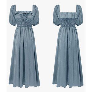 smoky blue a-line cottagecore dress NWT